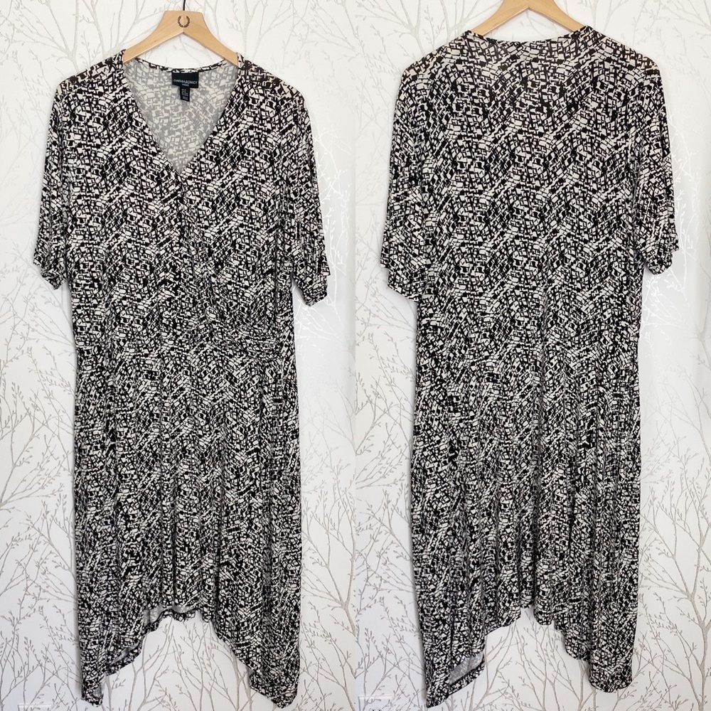 Cynthia Rowley Black / White Faux Wrap Midi Dress